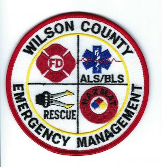 Wilson County Tn Tennessee Emergency Management Fire Rescue Hazmat Als/bls Patch