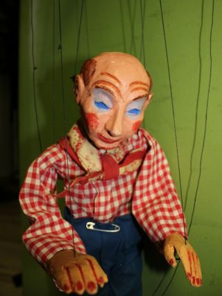 Professional Farmer Marionette Puppet Vintage Folk Art Ventriloquist
