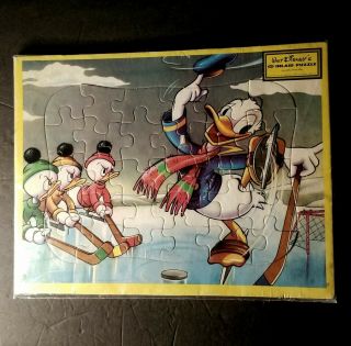 Vintage Jaymar Walt Disney Donald Duck With Huey,  Dewey,  And Louie Inlaid Puzzle