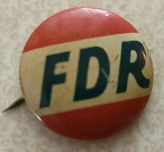 Franklin D.  Roosevelt Fdr 1936 Button Litho 7/8 " Pinback