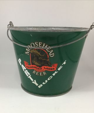 Moosehead Canadian Lager Party Bar Ice Bucket Green Vintage 3