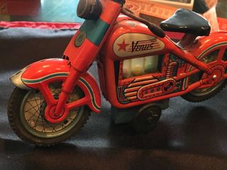 Vintage 1960 Venus Motorcycle w/ Friction Piston Action - T.  N.  Nomura - Red 2