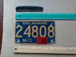 License Plate,  Delaware,  Motorcycle 1995,  24808,  Xtra Bold Holes,  Bottom Corners