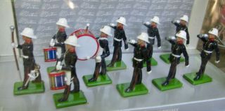 W Britain Hand Painted Lead The Royal Marines Marching Band Set