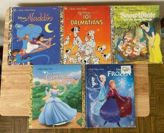 5 Disney Little Golden Books Frozen,  Snow White,  Cinderella,  Aladdin,  More