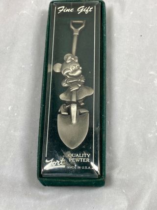 Vintage Minnie Mouse Pewter Shovel Spoon 4 " Walt Disney Productions