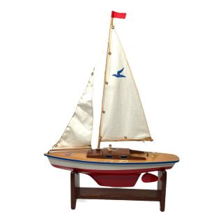 Vintage Pond Yacht Sail Boat Seifert - Boote Schutzmarke Germany Toy Wood & Stand