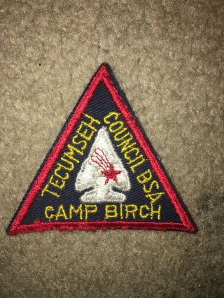Boy Scout Bsa Camp Birch Tecumseh Ohio Triangle Arrowhead Cut Edge Council Patch
