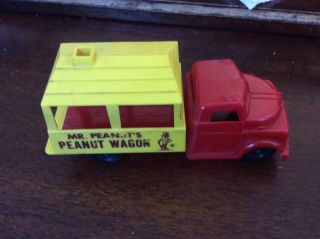 Vintage Planters Mr Peanut Wagon Truck Pyro Plastic Red Yellow 5.  25 " Rare