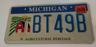 2007 Michigan Agricultural Heritage Optional License Plate Bt49b
