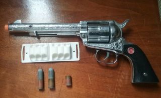 Vintage Nichols Stallion.  45 Mark Ii Toy Cap Gun W/two Bullets,  3 Shells,  Holder