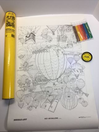 Vintage 20 " X 30 " Hot Air Balloons Doodle Art Poster