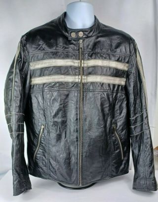 Vintage Wilsons Black/gray Leather Motorcycle Biker Jacket Size Adult Large