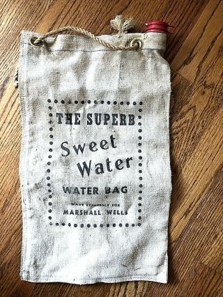Vtg Marshall Wells 2 Gallon Canvas Water Bag - Superior Sweet Water