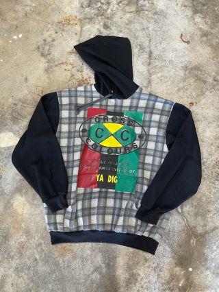 Rare Vintage Cross Colours Hooded Sweatshirt Hoodie Ya Dig Xl 90s