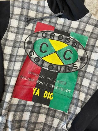 Rare Vintage Cross Colours Hooded Sweatshirt Hoodie Ya Dig XL 90s 3