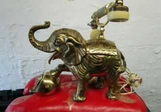 Vintage 1970’s Brass Africa Elephant Rotary Telephone Hollywood Regency