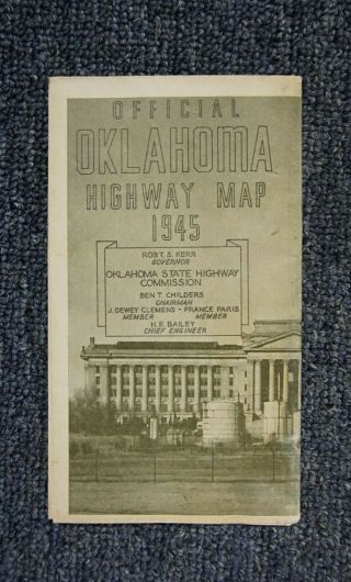 1945 Official State Highway Map Of Oklahoma -
