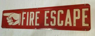 Vintage Heavy Metal Embossed Fire Escape Sign 21 " X 4.  5 " A - 1 Rare