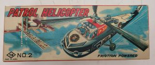 Tn Nomura Patrol Helicopter Tin Toy Vintage Made In Japan Friction Powered