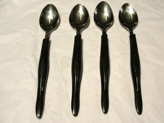 4 Vintage Cutco Soup Spoons Black Dark Handles 8 "