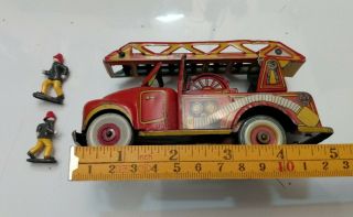 Vintage Tin Friction Toy Fire Truck Made In Japan
