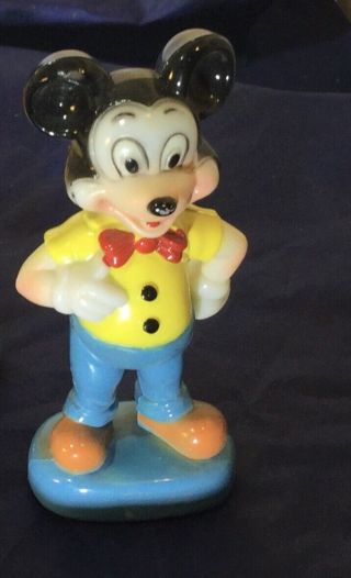 Vintage 1960s Disney Mickey Mouse Standing Plastic Figure Statue Hong Kong 5 1/4