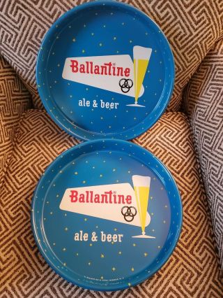 Vintage Ballantine Ale & Beer Collectible Metal Serving Tray 13 1/4” Set Of 2