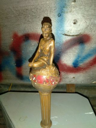 Vintage Schlitz Beer Tap Handle Gold Lady On Top Of The World Globe