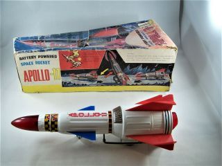 Apollo 11 Battery Operated Space Rocket - Nomura Toys Japan 1960s Vintage