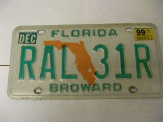1999 99 Florida Fl License Plate Broward County Ral 31r