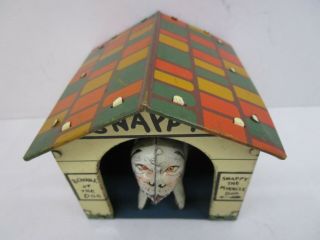 Louis Marx Snappy The Miracle Dog Doghouse Pressed Steel Tin Toy 1930 
