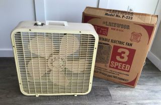 Vintage Lakewood P - 223 20 " Electric Box Fan 3 Speed Boxed Beast Moves Air