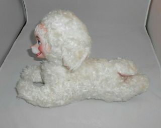 Vintage 1960 ' s MY TOY Rubber Face White Furry Pink Ear Lamb Child ' s Toy 2