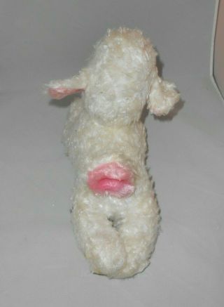 Vintage 1960 ' s MY TOY Rubber Face White Furry Pink Ear Lamb Child ' s Toy 3