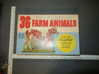 Vintage Whitman 36 Stand Up Farm Animals W/wood Bases & Box