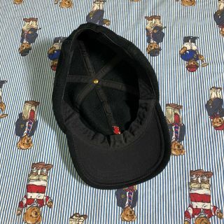 Vintage Polo Ralph Lauren Fleece Black 6 - Panel FITTED Dad Hat Cap Pony elastic 3