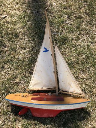Vintage Pond Yacht Sail Boat Seifert - Boote Schutzmarke Germany Toy Wood