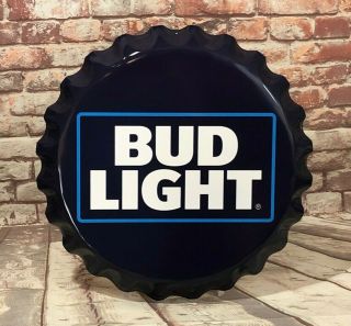Large Bud Light Beer Bottle Cap Aluminum Sign For Man Cave Bar Or Garage