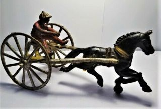 Antique Cast Iron Sulky With Jockey Believed To Be Dent,