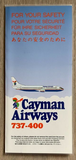 Cayman Airways Boeing 737 - 400 Safety Card 1989