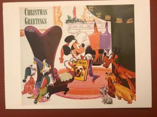Postcard Disney Christmas Card 1957 Features Mickey Reads Old Yellerh