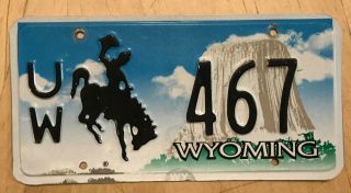 University Of Wyoming College Collegiate License Plate " Uw 467 " Laramie Cowboys