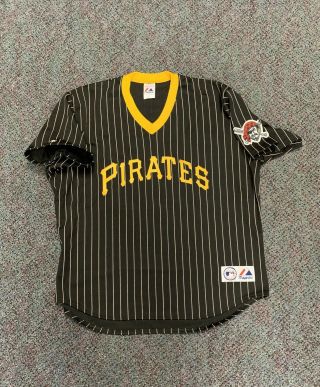 Pittsburgh Pirates Authentic Pinstripe Jersey Black Size Xxl Vintage Vtg Retro