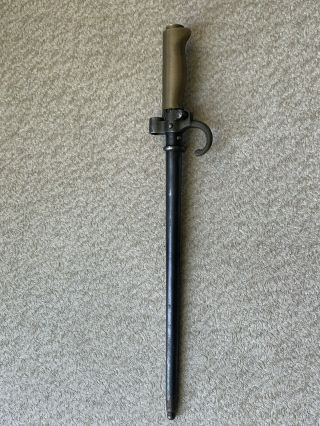 Vintage Ww1/ww2 French Military Lebel Spike Bayonet With Scabbard.
