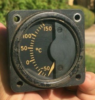 Aircraft Instrument - 2 " Usaf Temperature Type G - 8 - 50 To,  150 In Celsius 1950s