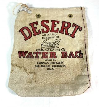 Vintage Desert Brand Water Bag Canvas Specialty La California Camping Scotland