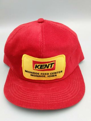 Vintage Kent Feeds Monroe Ia Snapback Patch Hat Usa K - Brand Corduroy