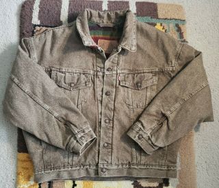 80s Brown Vintage Levi’s Blanket Lined Trucker Jacket Size Large Made In The Usa