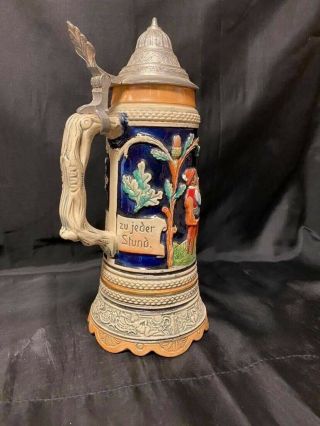 German Beer Stein With Lid And Music Box